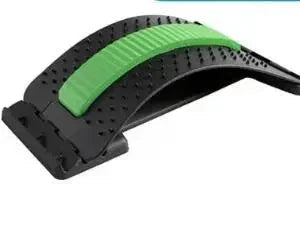 "Green version of Four Level Adjustable Massager with Back Stretcher Waist Neck Support designed for posture correction and back relief."