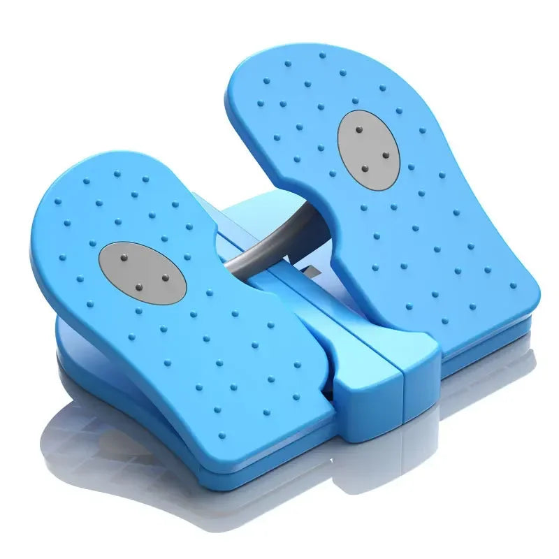 Blue foot stepper device on a white background
