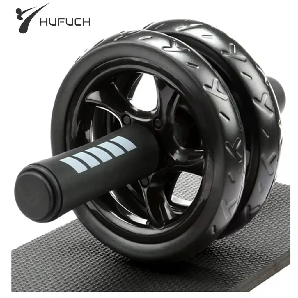 Black ab roller with HUFUCH branding on a white background
