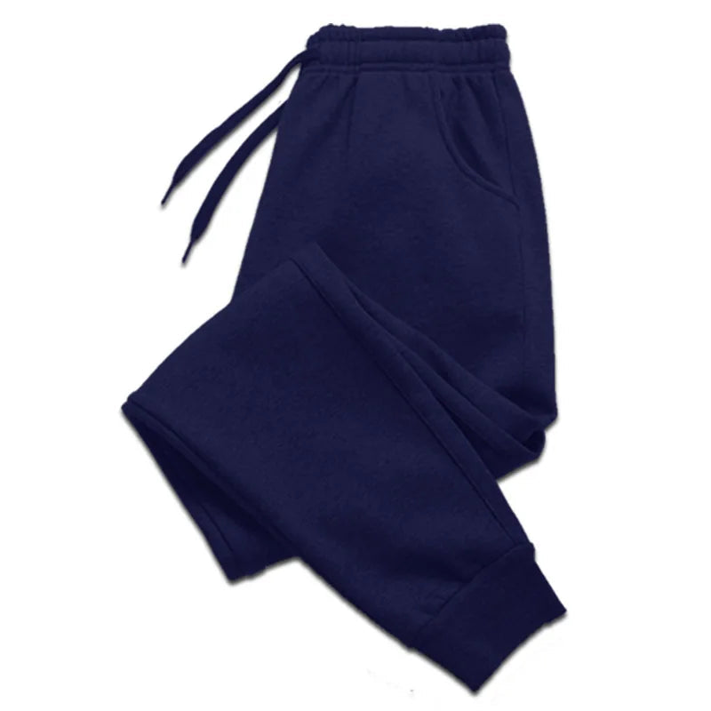 Navy blue sweatpants on a white background