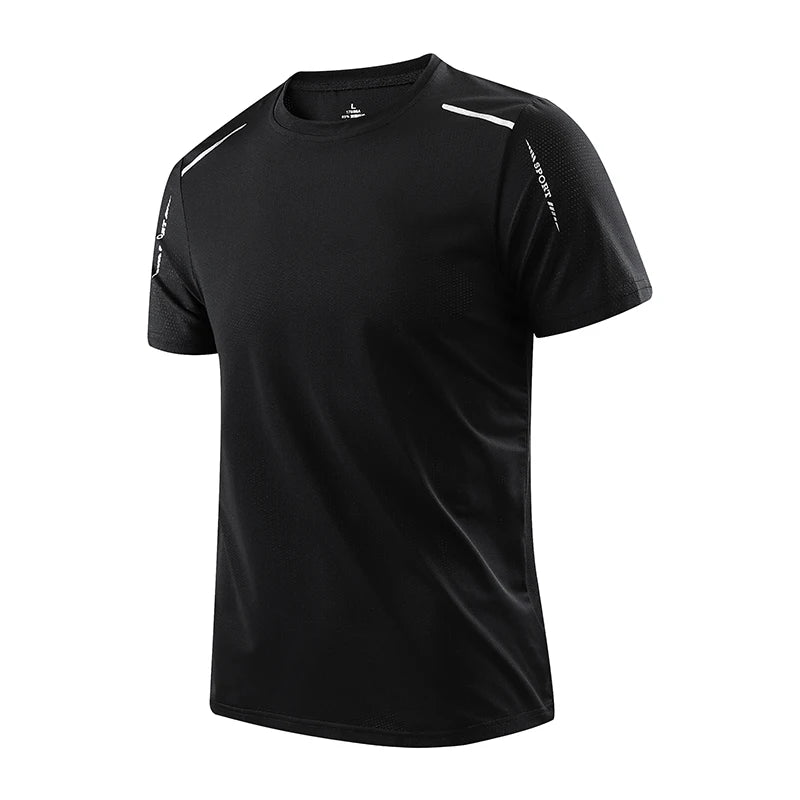 VigorFit black mens athletic t-shirt for running and gym workouts