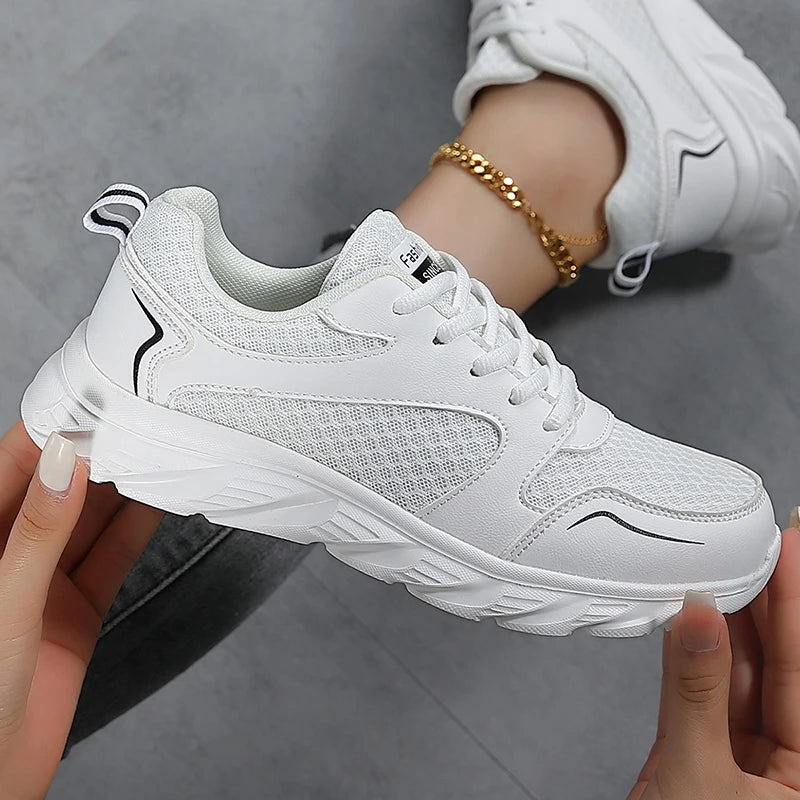 Lady Fitness Women Breathable Sneakers Woman Casual Shoes Cushion Female Comfortable Low Top Sock Sneakers Non-slip Walking Shoe