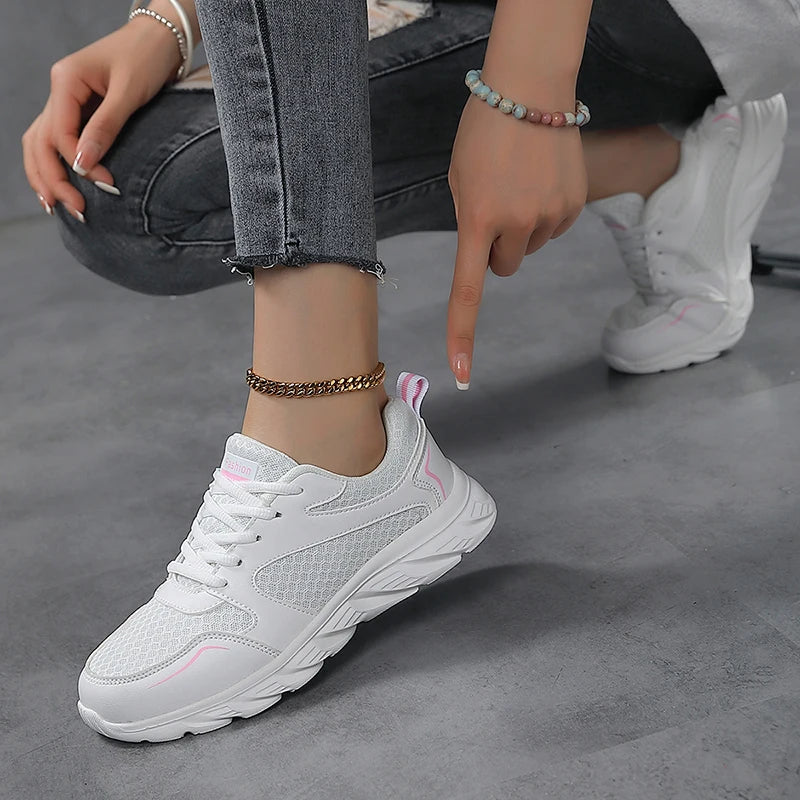 Lady Fitness Women Breathable Sneakers Woman Casual Shoes Cushion Female Comfortable Low Top Sock Sneakers Non-slip Walking Shoe