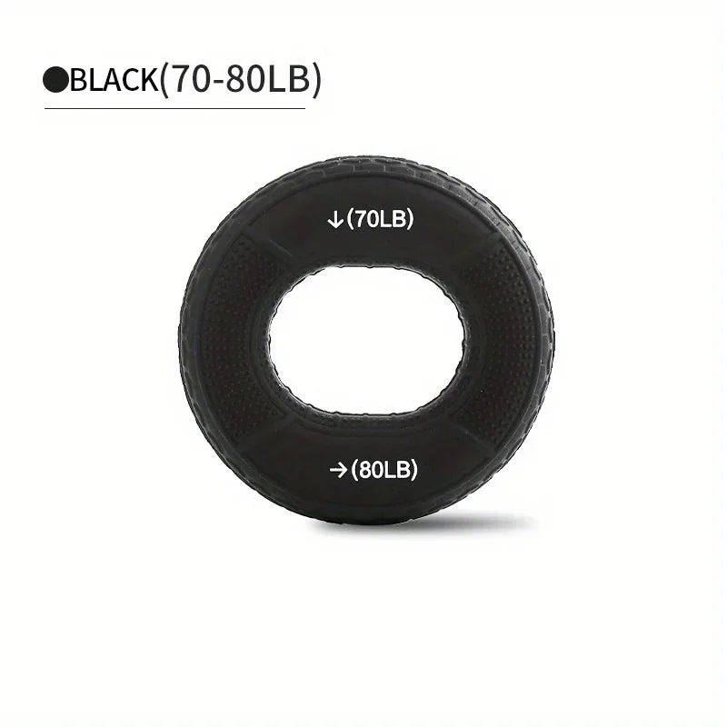 Black hand gripper with labeled weight capacity on a white background