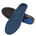Orthotic shoe insoles providing arch support and comfort, shown with a foot demonstrating proper placement
