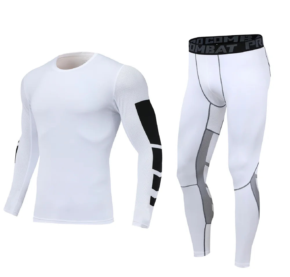 Men Bodybuilding Sportswear Clothes Fitness Suit Workout Pants Gym Muscle Elastic Compression Tights Skinny Running Tracksuit