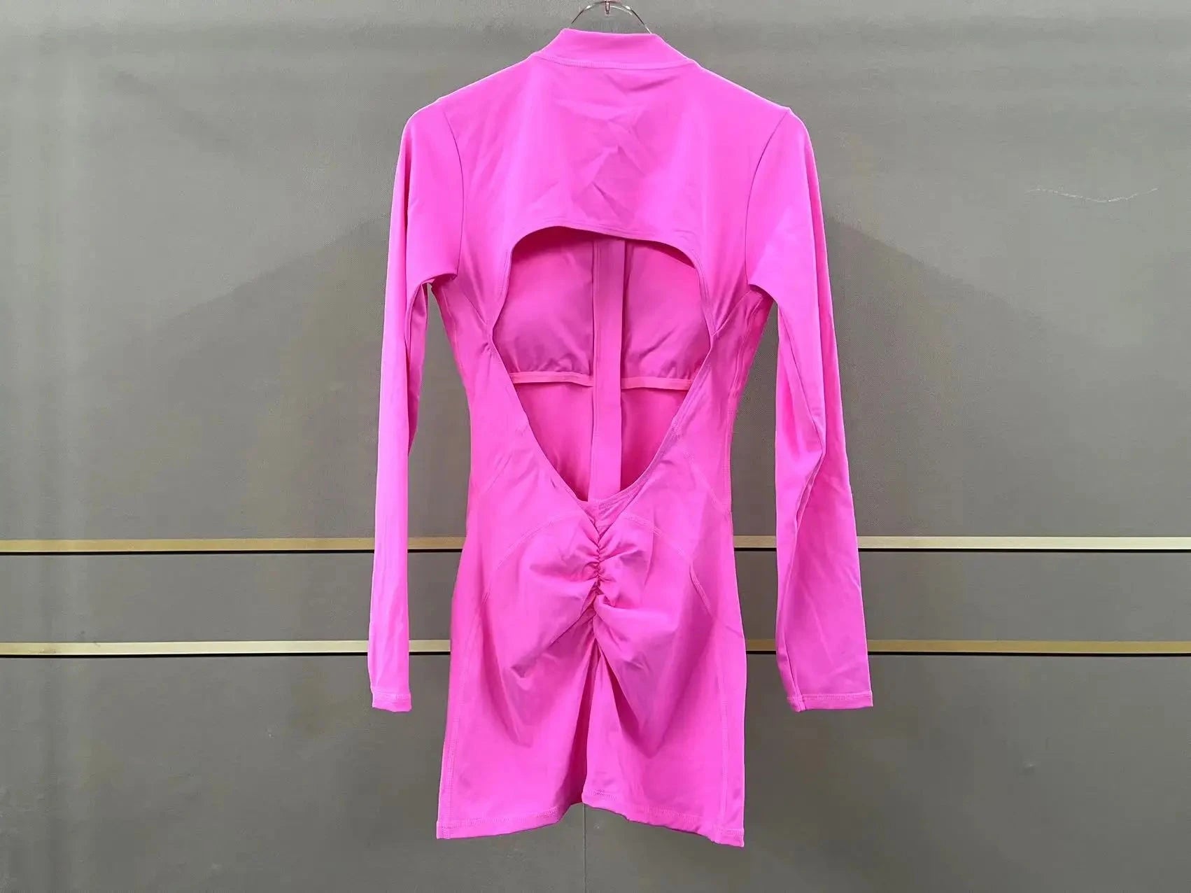 Women Gym Suits Women V Back Scrunch Whole Suit Push Up Sports Suit Women Fitness Suit with Zipper Training Clothes One-Piece