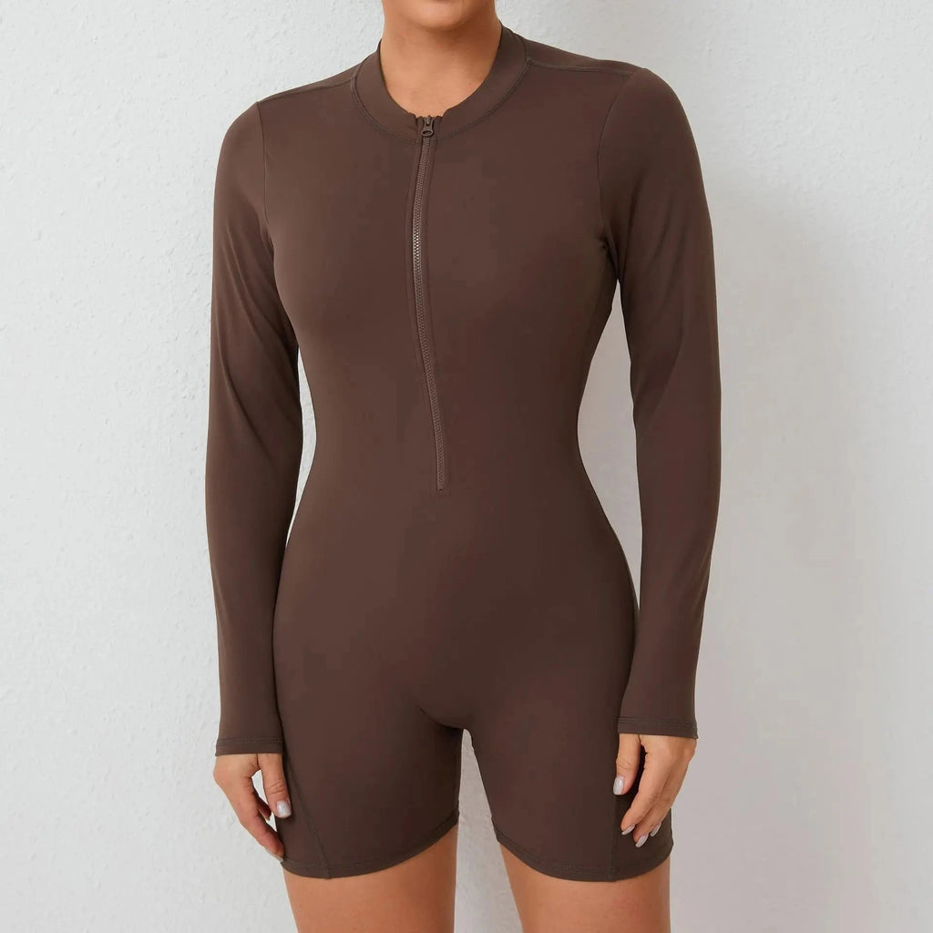 Women Gym Suits Women V Back Scrunch Whole Suit Push Up Sports Suit Women Fitness Suit with Zipper Training Clothes One-Piece
