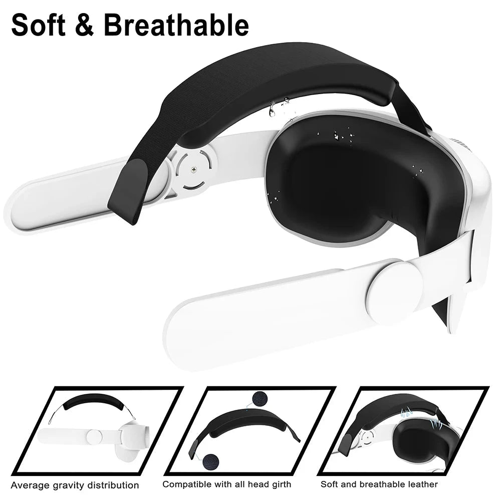 Soft and breathable Quest 2 head strap with even weight distribution and compatibility with all head sizes.