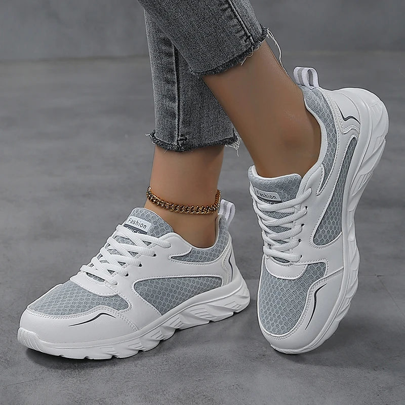 Lady Fitness Women Breathable Sneakers Woman Casual Shoes Cushion Female Comfortable Low Top Sock Sneakers Non-slip Walking Shoe