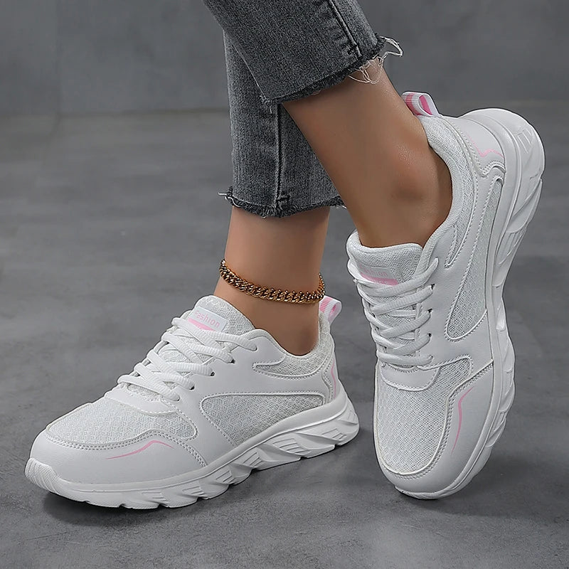 Lady Fitness Women Breathable Sneakers Woman Casual Shoes Cushion Female Comfortable Low Top Sock Sneakers Non-slip Walking Shoe