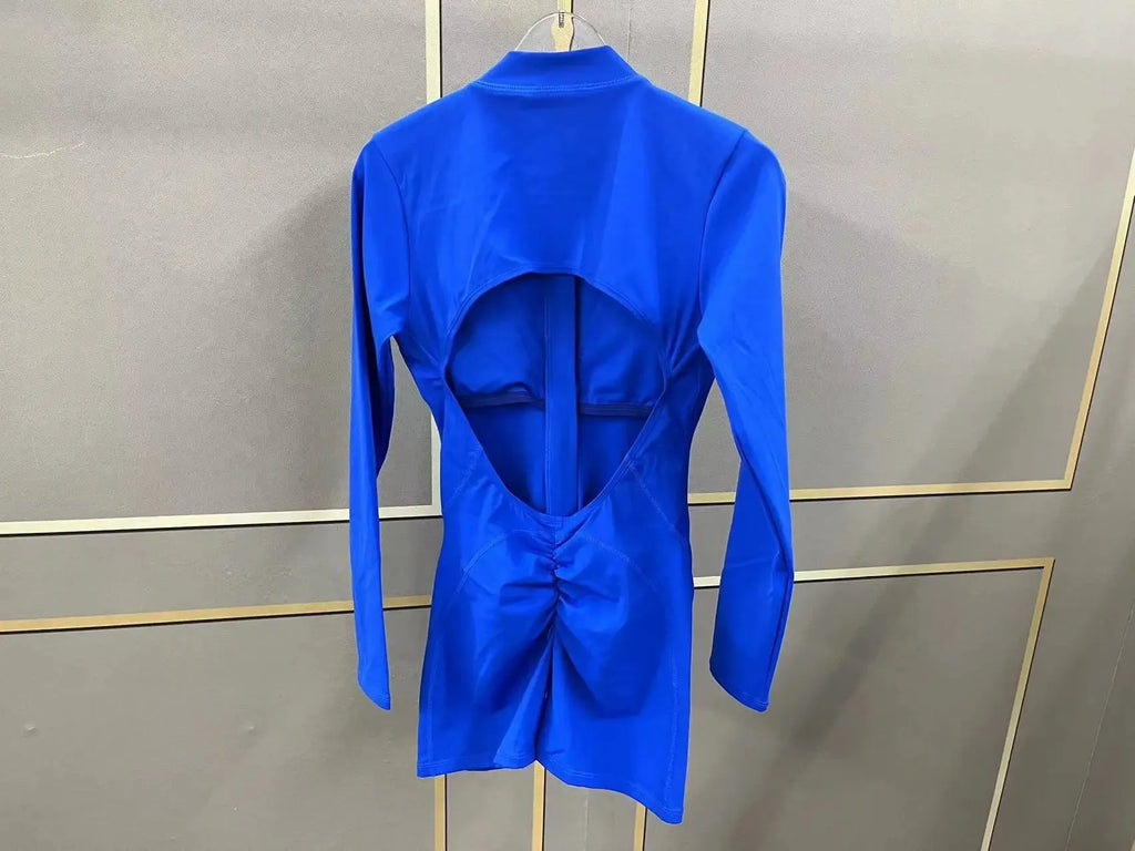 Women Gym Suits Women V Back Scrunch Whole Suit Push Up Sports Suit Women Fitness Suit with Zipper Training Clothes One-Piece