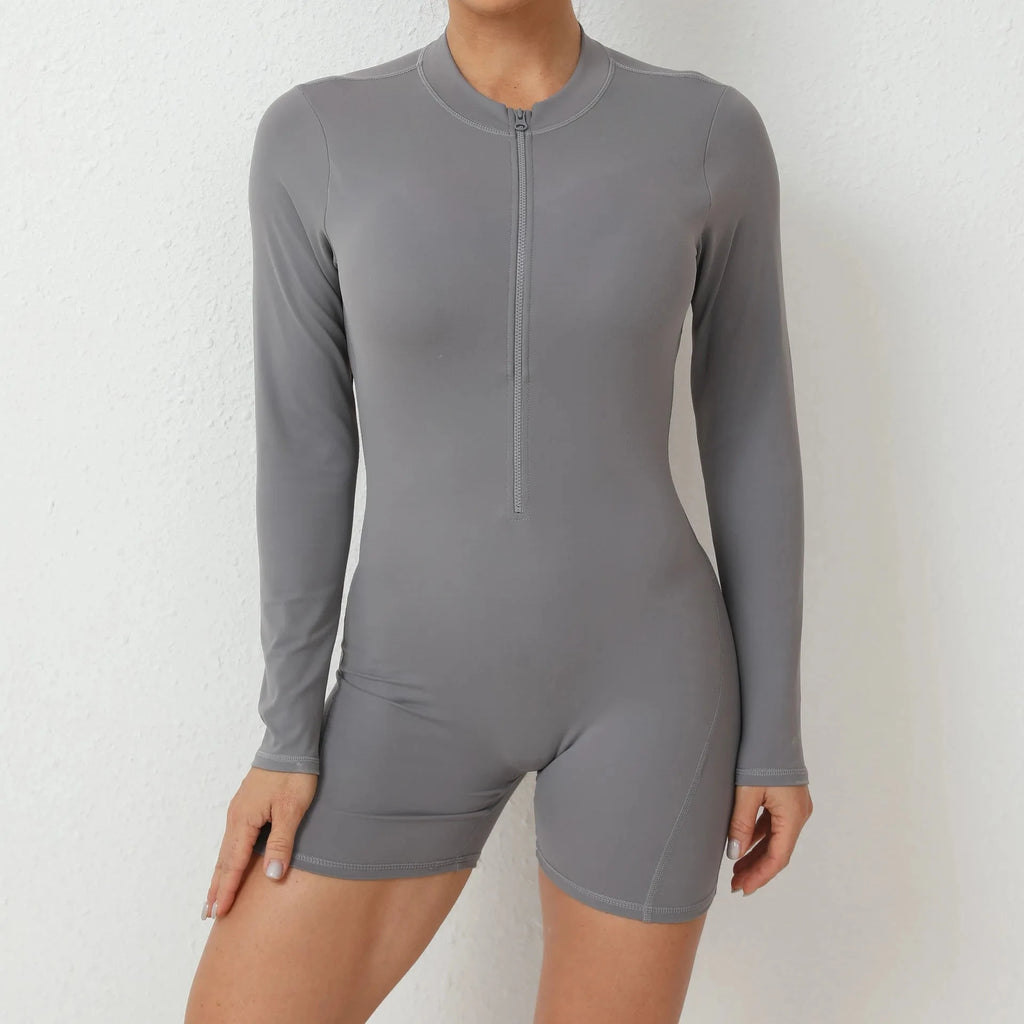 Women Gym Suits Women V Back Scrunch Whole Suit Push Up Sports Suit Women Fitness Suit with Zipper Training Clothes One-Piece