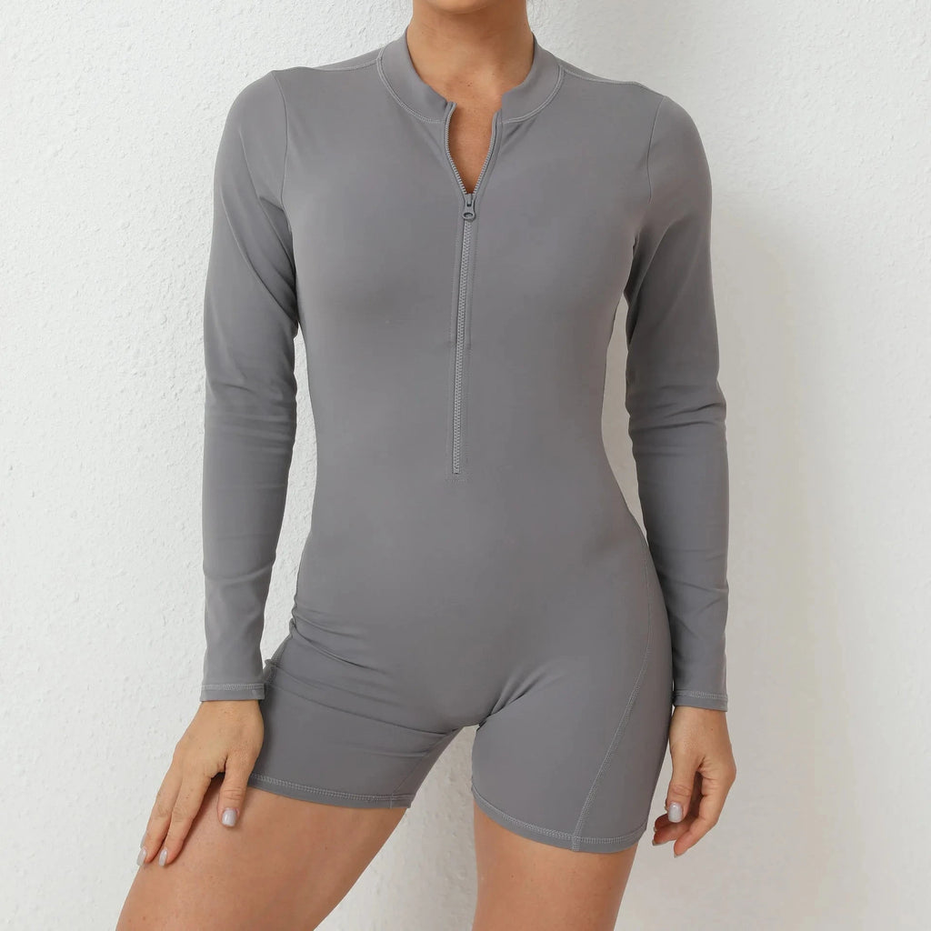 Women Gym Suits Women V Back Scrunch Whole Suit Push Up Sports Suit Women Fitness Suit with Zipper Training Clothes One-Piece