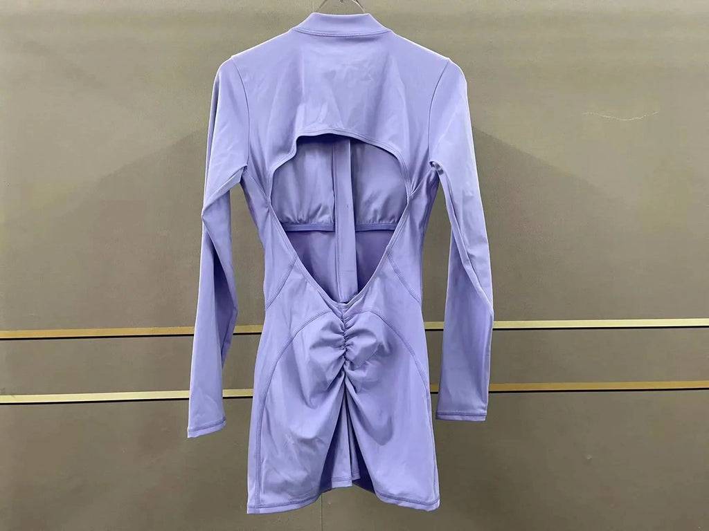 Women Gym Suits Women V Back Scrunch Whole Suit Push Up Sports Suit Women Fitness Suit with Zipper Training Clothes One-Piece