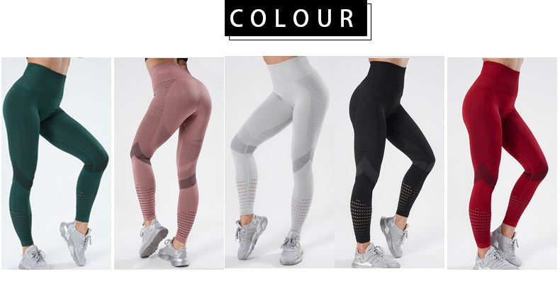 Color options for Women Fitness Leggings High Waist Seamless Leggings Sportswear including green, pink, grey, black, and red.